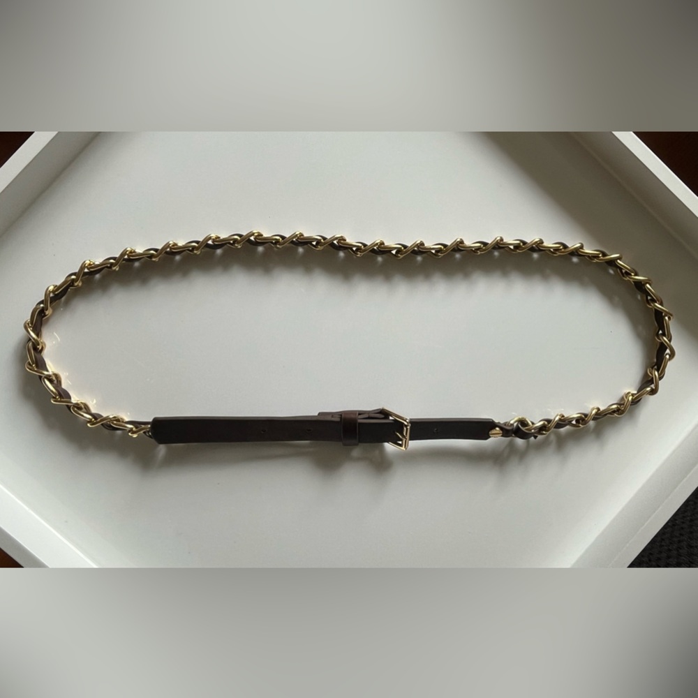 Women’s Michael Kors Chain / Leather Skinny Buckle Belt